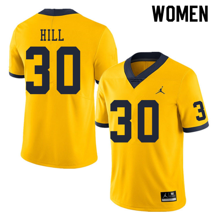 Women #30 Daxton Hill Michigan Wolverines College Football Jerseys Sale-Yellow
